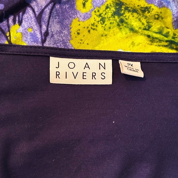CARDIGAN, DRAPE FRONT, BLUE FLORAL MIX, SIZE 3X, LONG SLEEVES, LONG LENGTH, JOAN - Picture 7 of 8